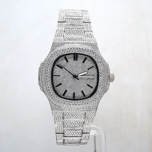 นาฬิกาข้อมือสแตนเลสสตีลหรูหราประดับเพชร VVS มอยส์ซาไนต์ทรงสี่เหลี่ยม รุ่นลิมิเต็ดอิดิชั่น พร้อมเพชรเจียระไนแบบบริลเลียนท์คัท สำหรับขายส่ง - Product Image 1