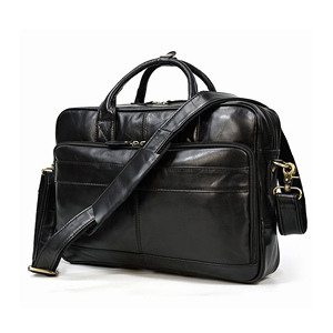 Porte-documents en cuir Crazy Horse rétro pour hommes, sac d'affaires multi-poches pour ordinateur portable, sac à main de bureau personnalisé - Product Image 3