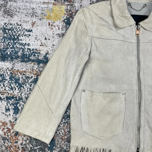 Veste courte en cuir pour femme, style western à franges, nouvelle collection hiver 2026, décontractée, à revers, manches longues, coupe ample avec ceinture - Product Image 5