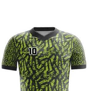 Men's V-Neck Sublimated Soccer Jersey Green Black Geometric Print Breathable Short Sleeve Regular Fit Adult Football Apparel - Product Image 5
