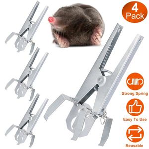 Lot de 4 pièges à taupes réutilisables à ciseaux, efficaces pour l'élimination des taupes dans les serres, jardins et cours. - Product Image 1