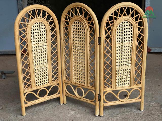 Rattan Folding Room Divider Tropical Style Arched Design Living Room Decor
