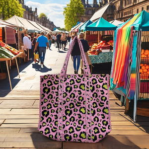 Bolsos de Mano Reutilizables de Algodón Acolchado para Mujer, Bolsos de Hombro Hechos a Mano en India con Cierre Abierto, Bolsos con Estampado Animal, Bolsos para Damas - Product Image 4