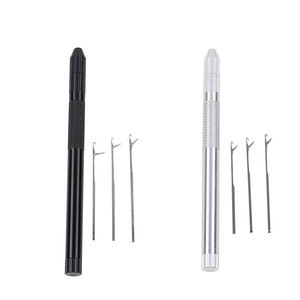 Strong Grip Handle Micro Ring Weaving <b>Hook</b> <b>Crochet</b> Loop Tool Needles Holder for Human Front Wig Making Hair Extension Tool - Product Image 4