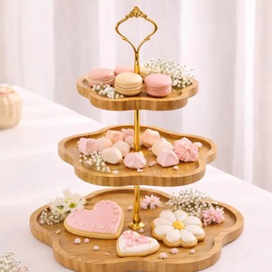 Support à dessert en bois en forme de fleur, trois niveaux, idéal pour les mariages et la décoration de table de boulangerie, vente en gros depuis l'Inde - Product Image 3