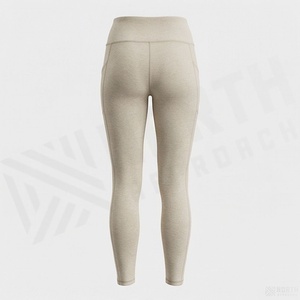 High Waist Seamless Full Length <b>Leggings</b> Solid Color Knitted Stretch With Invisible Pockets <b>Women's</b> Yoga Pants - Product Image 2