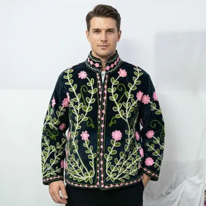 SETU INTERNATIONAL Embroidered <b>Velvet</b> Floral Bohemian Ethnic Winter <b>Jacket</b> Eco-Friendly for <b>Men</b> Women Wholesale Hand Embroidered - Product Image 1