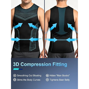 <b>Men</b> Sporty Body Shaper Slimming Tank Top 100% Polyester Seamless Compression Fitness Workout Gym Abdomen <b>Corset</b> Chest Binder - Product Image 3