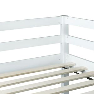Cama Alta de Madera Blanca de Tamaño Completo con Escalera, Construcción de Madera de Caucho - Product Image 3
