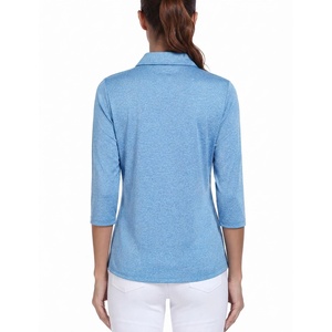 Polo de golf para mujer con cremallera de un cuarto, manga tres cuartos, top deportivo, absorción de humedad, protección solar, ropa deportiva para actividades al aire libre - Product Image 2
