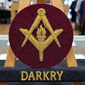 Custom Masonic Bullion Wire Embroidery Badge Gold Letter G Square and Compass Sunburst Star Navy Blue Handmade Freemasonry Patch - Product Image 5