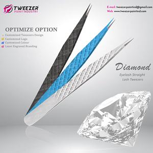 Pince à épiler en acier inoxydable avec logo personnalisé en gros Applicateur de sourcils à pointe en fibre de beauté Pointe pointue semi-incurvée - Product Image 2