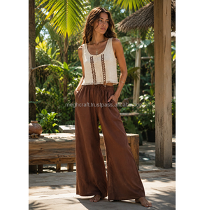Top Bohemio de Cáñamo y Algodón para Mujer, Cómodo, Sostenible y de Alta Calidad, Estampado Vintage Boho con Estilo Kaftan, Exportación al por Mayor - Product Image 5