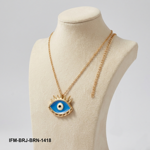 Collier pendentif œil chrétien en laiton fait main, résistant au ternissement, émail bleu, protection, bijoux minimalistes pour fiançailles et usage quotidien - Product Image 6