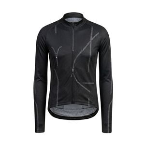 Maillot de cyclisme professionnel à manches longues, léger, noir, à motifs abstraits, en spandex et polyester, respirant et anti-humidité - Product Image 1