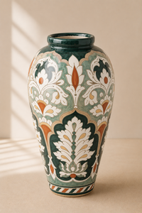 Modern <b>Ceramic</b> Floor <b>Vase</b> Painted Floral Design 24 Inches High Eco-Friendly Handmade High Temperature Fired Durable Wedding - Product Image 3