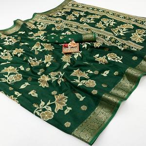 Lanzamiento de Hermosos Sarees de Seda Dola Butti Pura con Impresiones Lehariya Increíbles, Borde de Tejido Jacquard Fino con Blusa - Product Image 1