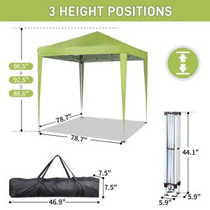 Tenda da Campeggio Impermeabile Grigio-Verde a 2 Porte e 2 Finestre 6.5x6.5FT Pieghevole ad Angolo Retto - Product Image 6