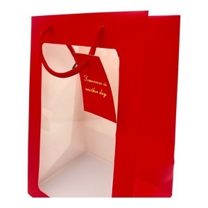 Ventana de acetato hecha a mano, bolsas de regalo impresas verticales, papel revestido de estilo clásico, superficie de estampado en caliente, manijas de cinta hechas en Vietnam - Product Image 4