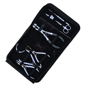 Kit d'outils professionnels pour extensions de cheveux Microlink blanc avec pince à sertir micro-anneaux, pince à sceller les bandes, outil à crochet et peigne à queue - Product Image 1