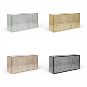 Moderno Bancone <span class=keywords><strong>Bar</strong></span> Rettangolare Durevole con Piano in Vetro a Specchio, Struttura in Acciaio Inossidabile <span class=keywords><strong>e</strong></span> Base a Piedistallo per Uso Domestico, <span class=keywords><strong>Bar</strong></span>, Hotel, Sala da Pranzo <span class=keywords><strong>e</strong></span> Banchetti - Product Image 3