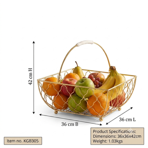 Cesta de Frutas Decorativa con Asa de Alambre Metálico Dorado, Frutero para Encimera de Cocina, Organizador de Almacenamiento para Mesa de Comedor, Cesta de Regalo - Product Image 5