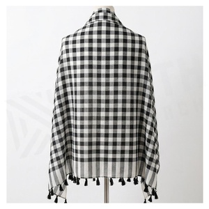 NORTH APPROACH Women's Checkered Square Scarf 100% Silk Tassel Edge Casual All Seasons Multi-Functional Elegant Fashion - Product Image 2