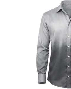 Camisa Formal para Hombre en Gris Claro Degradado, Algodón Premium, Manga Larga, Cierre de Botones, Estilo Casual Elegante, Fabricante OEM Personalizado, Suministro al por Mayor - Product Image 3