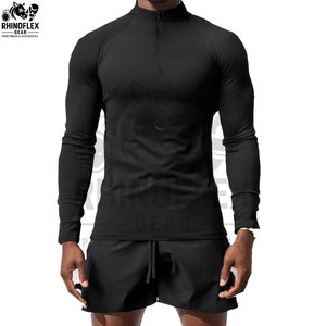 Camiseta de Entrenamiento de Manga Larga con Cuello Alto y Media Cremallera para Hombre, con Logotipo Personalizado, Transpirable, de Secado Rápido, para Otoño, Servicio OEM, Venta al Por Mayor - Product Image 6