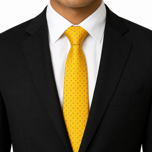 Corbata de Hombre de Seda 100% con Puntos Amarillos de Lujo |   Corbata de Diseño Ecológica, Tejida, Premium, para Bodas, Fiestas y Eventos Formales, Ideal para Regalo - Product Image 1