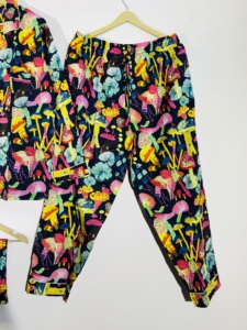 Conjunto de Pijama de Algodón de 3 Piezas para Mujer, Estampado de Hongos, Manga Larga, Abotonado, Ropa de Dormir Informal de Verano, Largo Completo - Product Image 4