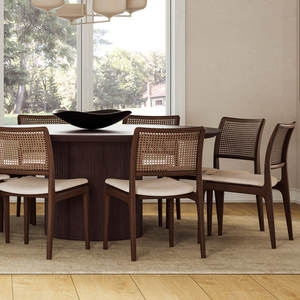 Chaise de salle à manger Boho de 18.7 ''Chaise latérale arrière en chêne rembourrée Meubles de ferme rustiques - Product Image 3