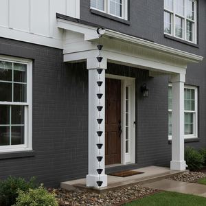 Cadena de Lluvia Metálica con Copas Texturizadas, Reemplazo Decorativo Negro para Tubería de Desagüe, Guía de Agua de Lluvia Colgante para Jardín y Patio - Product Image 1