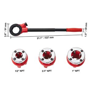 Kit Filettatore Manuale Portatile a Cricchetto per Tubi 1/2'' NPT 3/4'' NPT 1'' NPT - Set di 3 Filettatori Elettrici per Tubi - Product Image 6