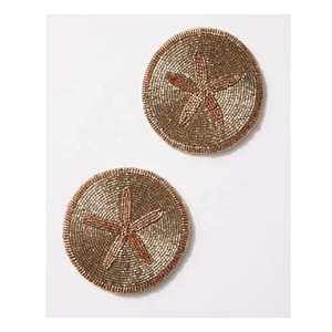 Starfish Design Glass Beads Coaster <b>Set</b> of <b>4</b> Coffee Mug Tea Cup Drink Glass <b>Dining</b> <b>Table</b> Sideboard Home Office <b>Table</b> Coaster - Product Image 1