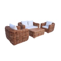 Ensemble canapé CL en rotin de style luxueux pour salon mobilier de maison moderne avec cadre en bois acajou et coussin