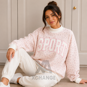 2026 Womens Oversized Designer Printed Mock Neck Sweatshirt Custom Front Patch Heavyweight Cotton Fleece Breathable Eco-Friendly - Product Image 2