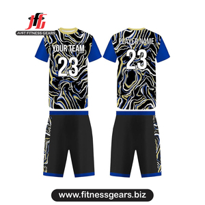 Ensemble de maillots de football sublimés, anti-humidité, unisexe, col rond, manches courtes, imprimé rouge et violet - Product Image 6