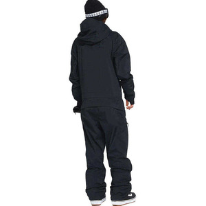 Custom <b>Men's</b> Black One Piece Shell Ski Suit Asymmetric Zip Hooded Waterproof Snowboard Snowsuit <b>Onesie</b> - Product Image 2