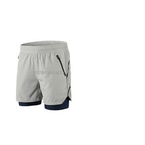 Short de course respirant 2 en 1 pour homme, pantalon de sport d'été pour le yoga, le jogging, le vélo tricoté en polyester 100% - Product Image 5