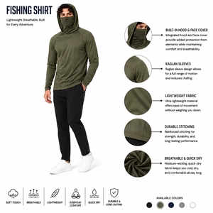 Camisa de Pesca para Hombre, Manga Larga, Secado Rápido, Transpirable, Ligera, para Actividades al Aire Libre, con Protección Solar UPF y Malla - Product Image 4