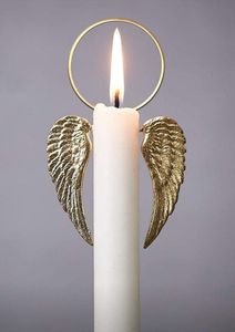 Juego de 2 Portavelas con Alas de Ángel Chapadas en Oro para Decoración de Mesa, Diseño Artesanal con Tema Religioso Minimalista - Product Image 5