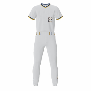 Uniforme de baseball blanc pour hommes, manches courtes, col en V, numéro 23 brodé, polyester respirant, vêtements toutes saisons - Product Image 1