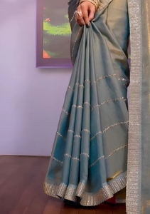 Sari de chifón estilo Bollywood con adornos KV - Product Image 3