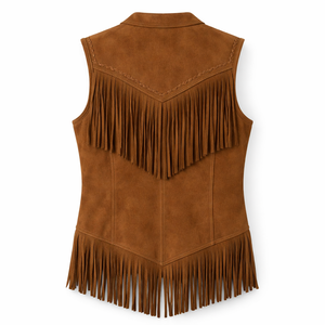 Wholesale Custom Brown <b>Suede</b> Fringe Vest for Women - Factory Direct Supplier of Premium <b>Jackets</b> - Product Image 2