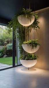 Grand pot de fleurs texturé en fibre de verre FRP avec base de drainage, conteneur de jardin rond classique pour espaces intérieurs et extérieurs - Product Image 5