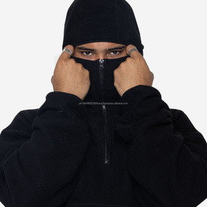 New Coming Stylish Custom Embroidered Plain Dyed <b>Sherpa</b> Fleece Balaclava Zipper-Up Hoodie Unisex Men Winter Heavyweight - Product Image 2