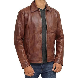 Chaqueta de cuero para hombre Comfortex International - Chaquetas de cuero de estilo clásico vintage de piel de cordero auténtica para hombre - Product Image 6