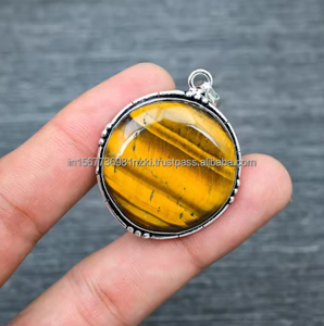 Colgante de piedras preciosas de ojo de Tigre, collares hechos a mano de Plata de Ley 925, colgante de piedras preciosas, joyería audaz y hermosa, regalos para mujeres - Product Image 6
