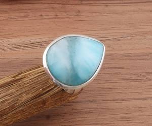 Anillo de Larimar Natural al por Mayor, Anillo de Plata de Ley Hecho a Mano con Engaste Clásico en Bisel, Anillo de Boda para Mujer, Regalo - Product Image 5